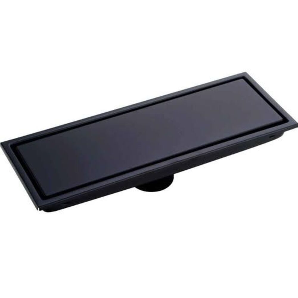 Shower drain 12 inch matte black 2-in-1 black plated grate or tile-in design